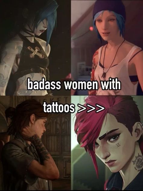 Characters With Tattoos, League Of Legends Vi, Arcane League Of Legends, Baba Jaga, Jinx Arcane, Chloe Price, Jinx League Of Legends, Indie Game, Ellie Williams