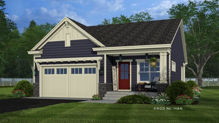 this is an artist's rendering of a two - car garage with attached porches