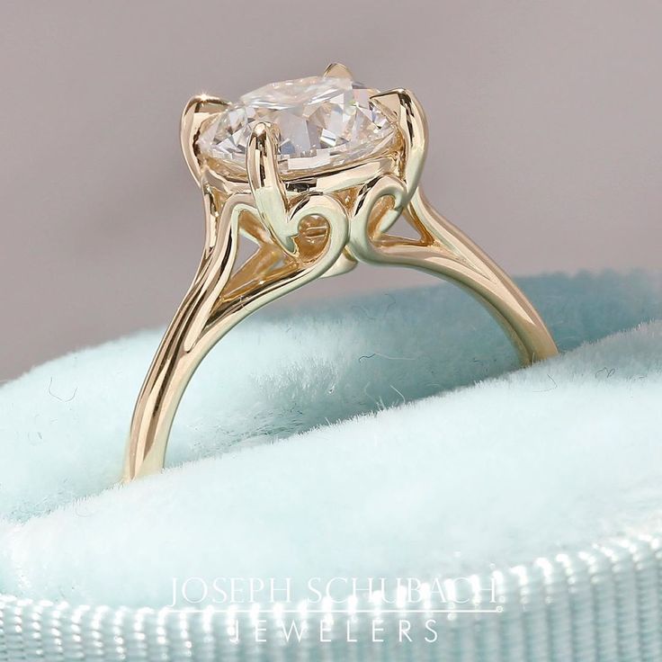 a gold ring with a white diamond in it