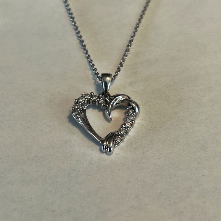 Ben Bridge, 14k High Polish White Gold, Diamond Open Heart, 18” White Gold Chain Necklace. There Are Eleven, Prong Set, Round Diamonds. Adjustable Chain Length 17.25 - 18.50”. Spring Ring Clasp Closure. Heart Is 15.9mm X 16.3mm. Very Lightly Worn And Loved. No Scratches. Like New. In Top Condition. Free Shipping White Gold Chain Necklace, White Gold Chain, Open Heart, Gold Chain Necklace, Spring Rings, Chain Lengths, Prong Setting, Chain Length, Gold Chain