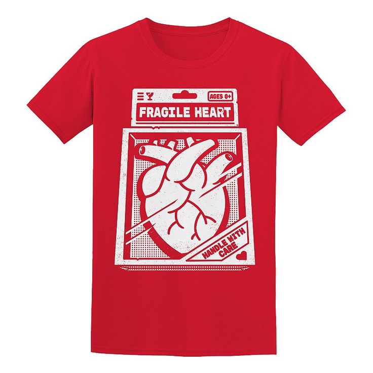 Wear your heart on your sleeve with this men's graphic tee. Wear your heart on your sleeve with this men's graphic tee. FEATURES Crewneck Short sleevesFABRIC & CARE Cotton Machine wash Imported Color: Red. Gender: male. Age Group: adult. Valentine's Day Graphic Print Short Sleeve T-shirt, Red Heart Graphic T-shirt For Streetwear, Heart-shaped Graphic Print T-shirt For Streetwear, Heart Shaped Graphic T-shirt For Valentine's Day, Heart-shaped Graphic Print T-shirt For Valentine's Day, Valentine's Day Graphic Cotton T-shirt, Valentine's Day Short Sleeve T-shirt With Graphic Print, Heart Graphic Crew Neck T-shirt, Red Heart Graphic T-shirt With Short Sleeves