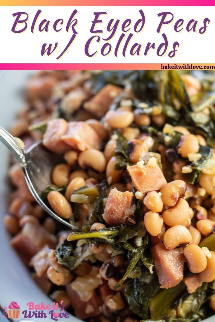 a white bowl filled with beans and greens