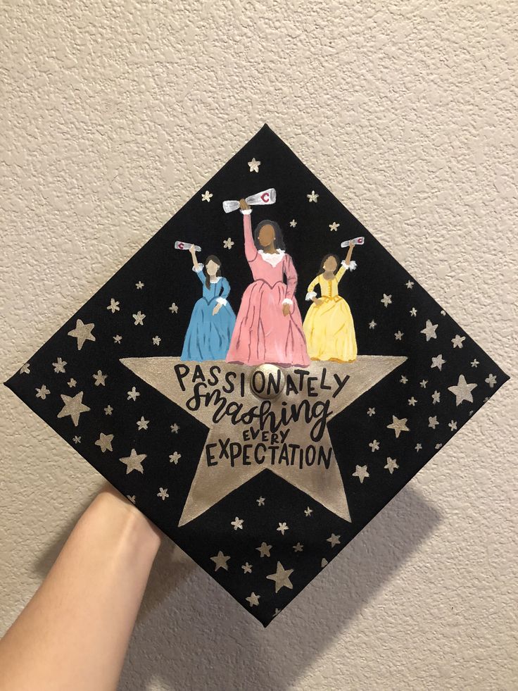 someone is holding up a graduation cap with the words passion, creativity and expectations on it