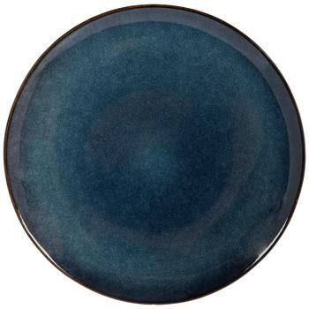 a dark blue plate on a white background