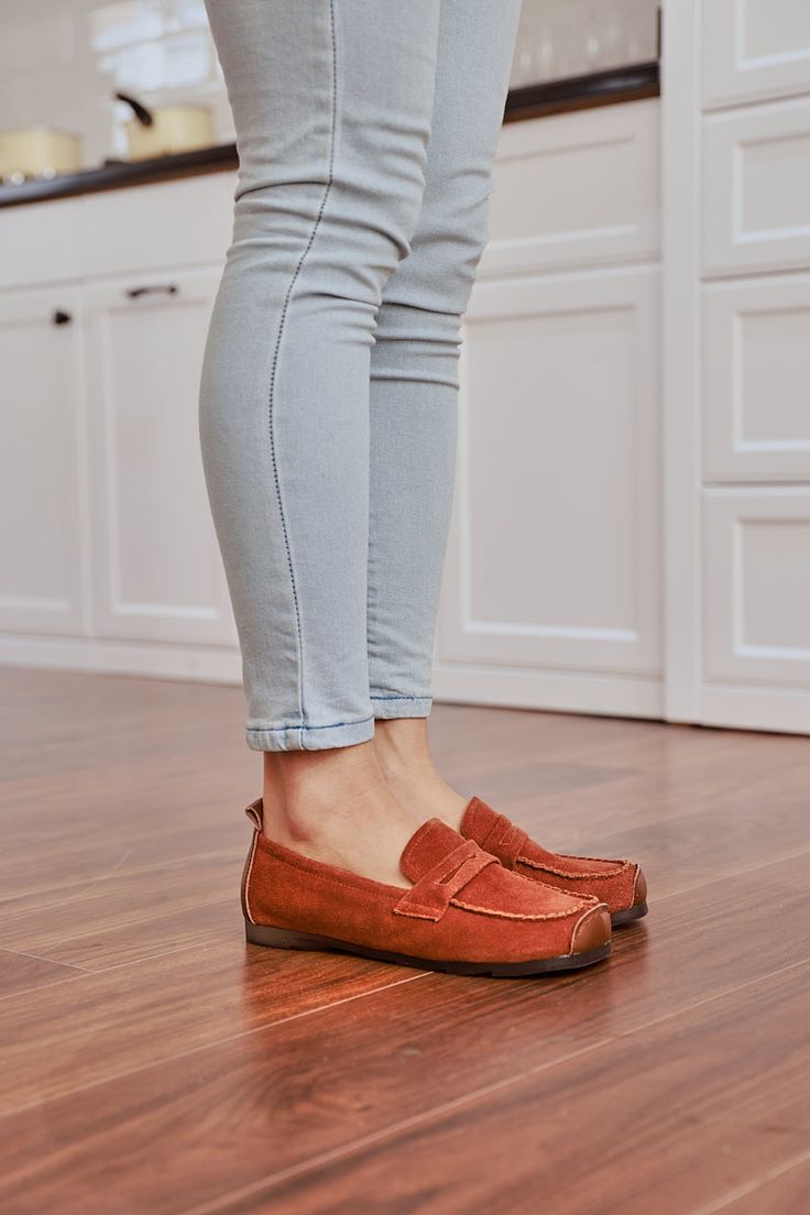 Introducing the Rumour Has It Walk It Suede Moccasin Loafer in classic brown. These stylish and comfortable loafers feature a soft suede material that will keep your feet feeling good all day long. Perfect for any casual or dressy occasion, these loafers are a must-have in any wardrobe. 0.78" heel Pull-on Leather suede upper Leather lining Leather footbed TRP sole Suede Loafers With Round Toe, Suede Loafers With Round Toe And Suede Lining, Slip-on Suede Flat Loafers, Suede Almond Toe Moccasins With Textured Sole, Brown Suede Flats With Rubber Sole, Suede Tassel Loafers With Textured Sole, Suede Loafers With Cushioned Footbed For Work, Casual Suede Tassel Loafers With Rubber Sole, Suede Loafers For Business Casual