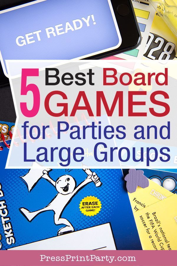 a bunch of games that are on top of each other with the text, 5 best board games for parties and large groups