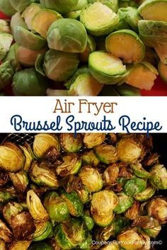 an air fryer with brussels sprouts and brussel sprouts