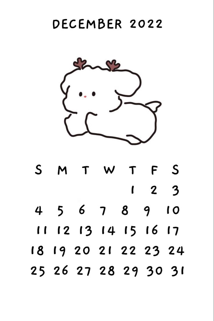 a calendar with an elephant drawn on it's face and the date for december