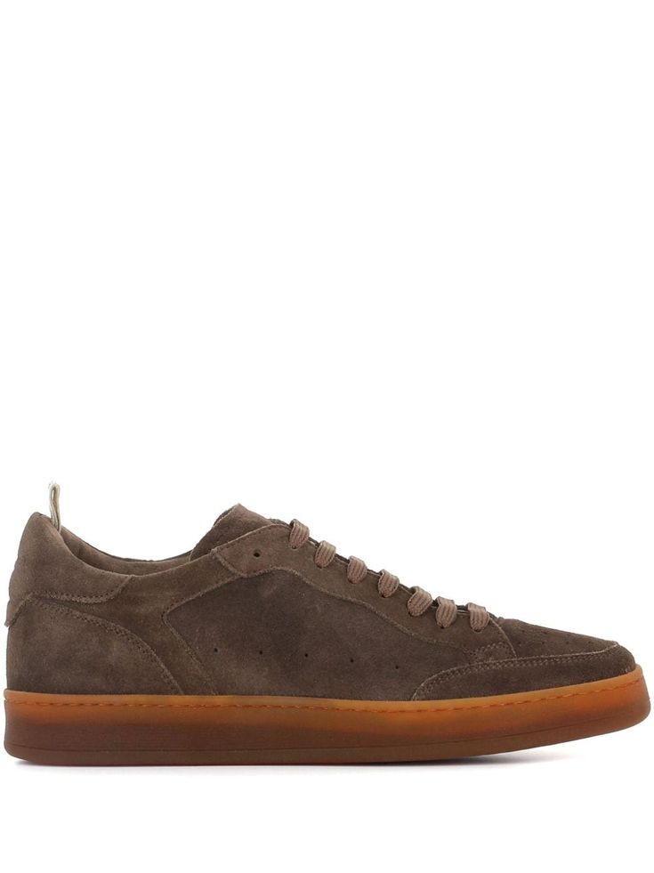 dark natural brown leather perforated toebox contrasting branded heel counter round toe front lace-up fastening contrasting rubber sole Sneakers Brown, Footwear Design, Balenciaga Track, Office Bag, Officine Creative, Brown Sneakers, Balenciaga Triple S, Summer Beach Wear, Derby Shoes