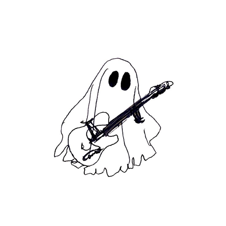 a drawing of a ghost holding a guitar