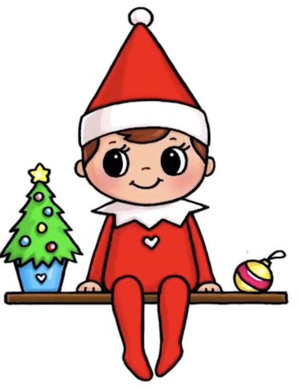 an elf sitting on top of a shelf next to a christmas tree