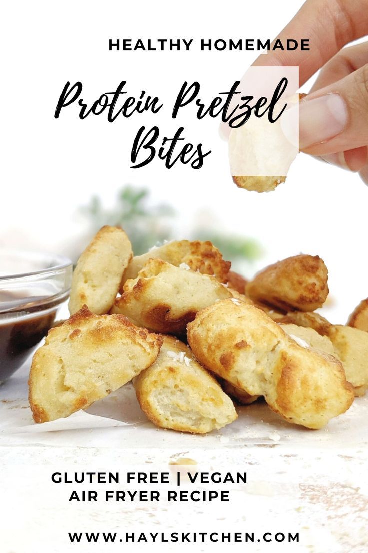 healthy homemade protein pretzel bites with gluten free vegan air fryer recipe