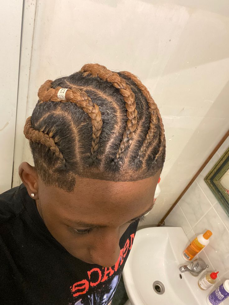 Men’s Cornrows Short Hair, Ginger Cornrows Men, Dyed Cornrows Men, Dyed Cornrows, Cornrows Short Hair, Afro Hair Fade, Cornrows Men, Cornrow Styles For Men, Cornrow Braids Men