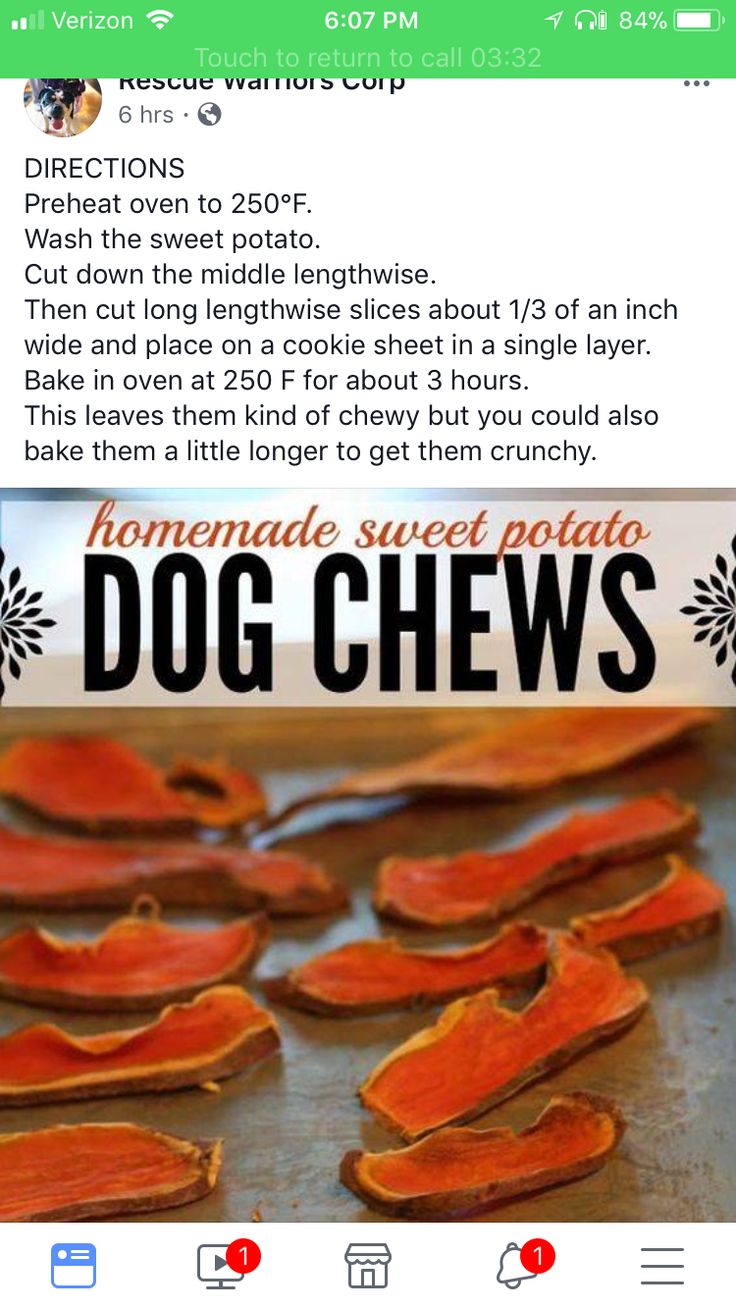 the recipe for homemade sweet potato dog chews is shown in this screenshoter