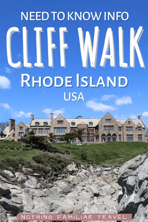 the cliff walk in rhode island, usa with text that reads need to know info