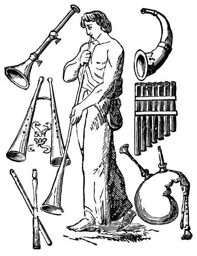 an image of a man standing in front of musical instruments, vintage line drawing or engraving illustration