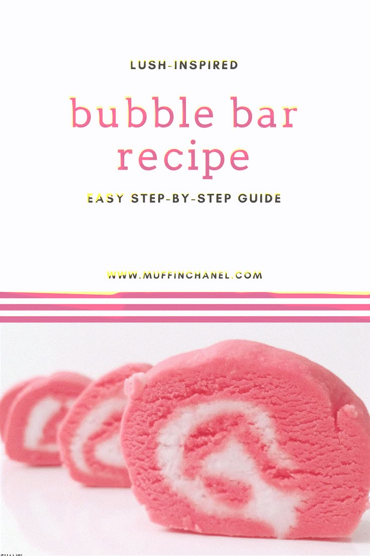 the cover of lush - inspired bubble bar recipe, with pink swirls on it