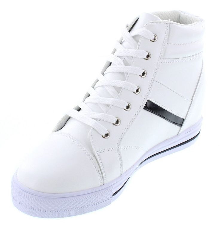 Looking for a classic style? Keep it simple with the CALDEN - K107222 - 3 Inches Taller (White) cap toe elevator sneaker. This high top features a cloth inner lining with synthetic upper and double padded collar. It also has a durable yet comfortable traction outer sole along with cement construction. The added height increase inner sole is hidden and made to fit your foot without jeopardizing your comfort. This shoe runs true to size. Also available in Black, & Dark Brown. Weight: 18 oz. *Based Height Increase, White Caps, Style Classique, Buy One Get One, Casual Sandals, Keep It Simple, Dress With Boots, Free Shopping, New Shop