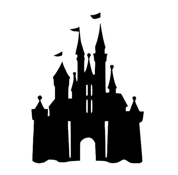 an image of a castle silhouetted on a white background with the word disney written below it