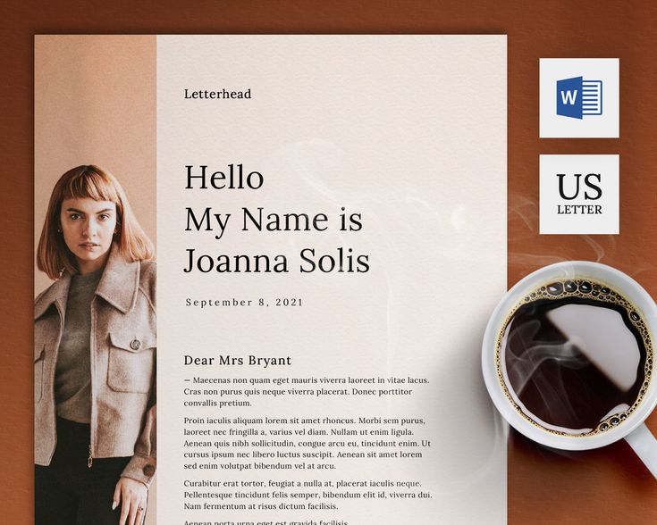 a coffee cup sitting on top of a table next to a book and paper with the title hello my name is joanna solis