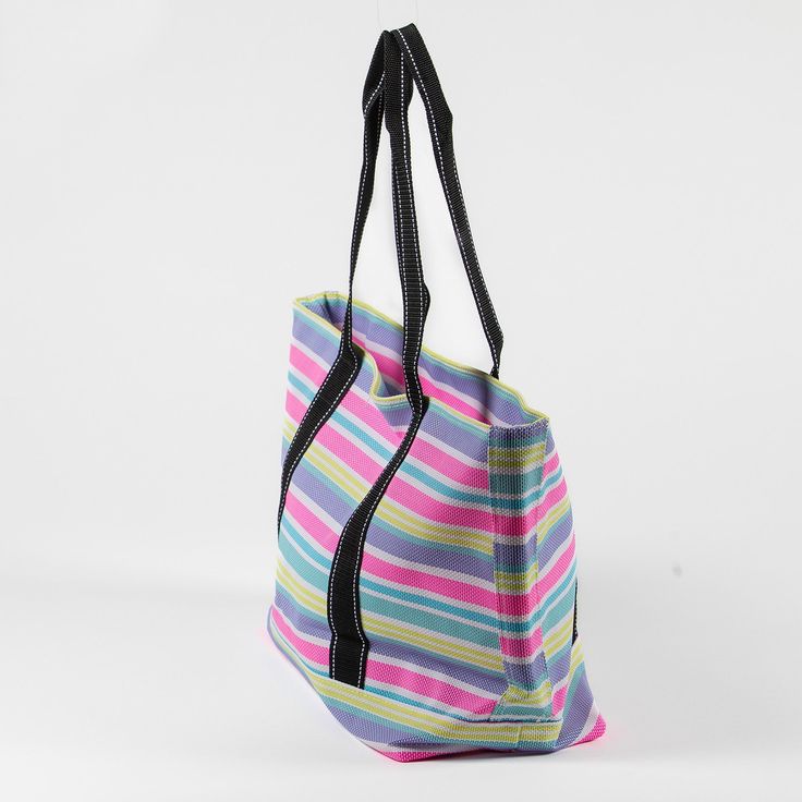 Blue Nylon Beach Bag, Summer Vacation Nylon Bags, Casual Nylon Beach Bag For Vacation, Summer Nylon Bags For Vacation, Summer Nylon Bags For Beach, Pink Canvas Beach Bag, Summer Nylon Bags For Beach Season, Summer Travel Canvas Bag With Zipper Closure, Casual Nylon Beach Bag