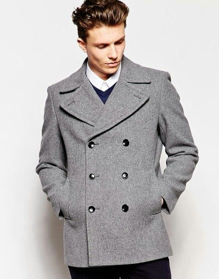 REISS Grey Peacoat   http://m.asos.com/mt/www.asos.com/Reiss/Reiss-Peacoat/Prod/pgeproduct.aspx?iid=4432610&cid=3606&Rf-200=16&sh=0&pge=2&pgesize=50&sort=1&clr=Grey&totalstyles=166&gridsize=3&un_jtt_v_frompage=2 Grey Peacoat, Winter Outfits Men, Outfits Men, Mens Style, Style Ideas, Winter Outfits, Asos, Mens Outfits, Wardrobe