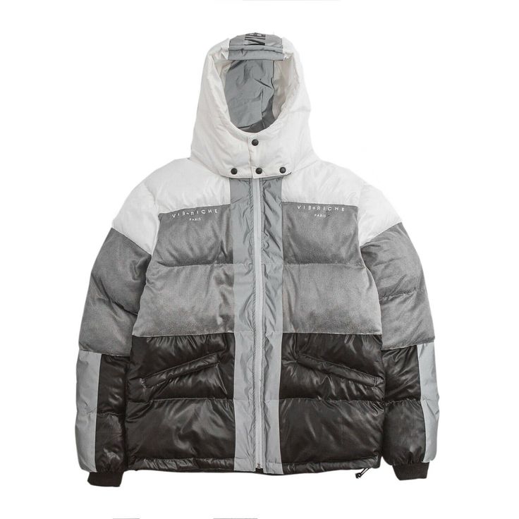 Color-blocked Cire Nylon puffer coat with down-filled insulation. 3M reflective paneling details along front and back, along with text logo running along back side of coat. Bubble Jacket, Cotton Twill Jacket, Bubble Coat, 3m Reflective, Cold Hearted, Twill Jacket, Mens Lifestyle, Black Neon, Text Logo