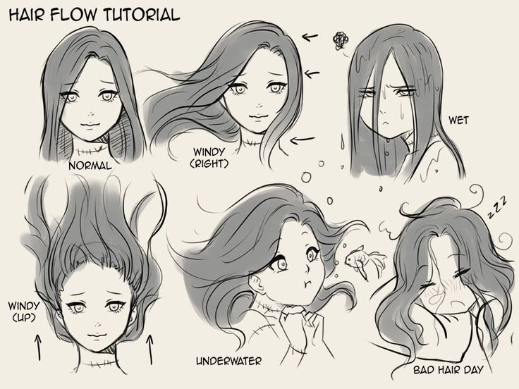 some drawings of different hair styles and how they are used to make them look like girls