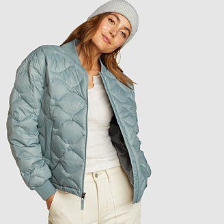 Women's Shaw Down Bomber Jacket Quilted Relaxed Fit Winter Outerwear, Versatile Quilted Outerwear For Outdoor, Sporty Long Sleeve Quilted Jacket For Fall, Sporty Quilted Jacket For Fall Cold Weather, Sporty Quilted Jacket For Cold Weather In Fall, Quilted Jacket For Cold Weather In Fall, Quilted Jacket With Zipper For Cold Fall Weather, Casual Quilted Outerwear For Cold Weather, Sporty Quilted Jacket For Fall