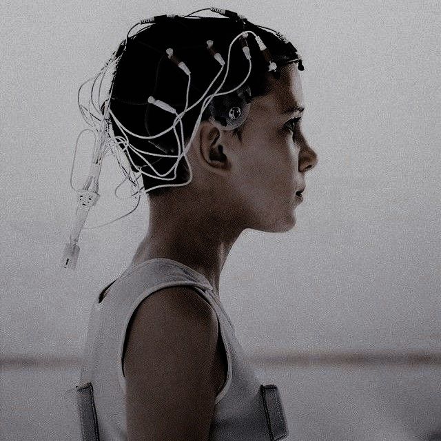 a woman with wires in her hair