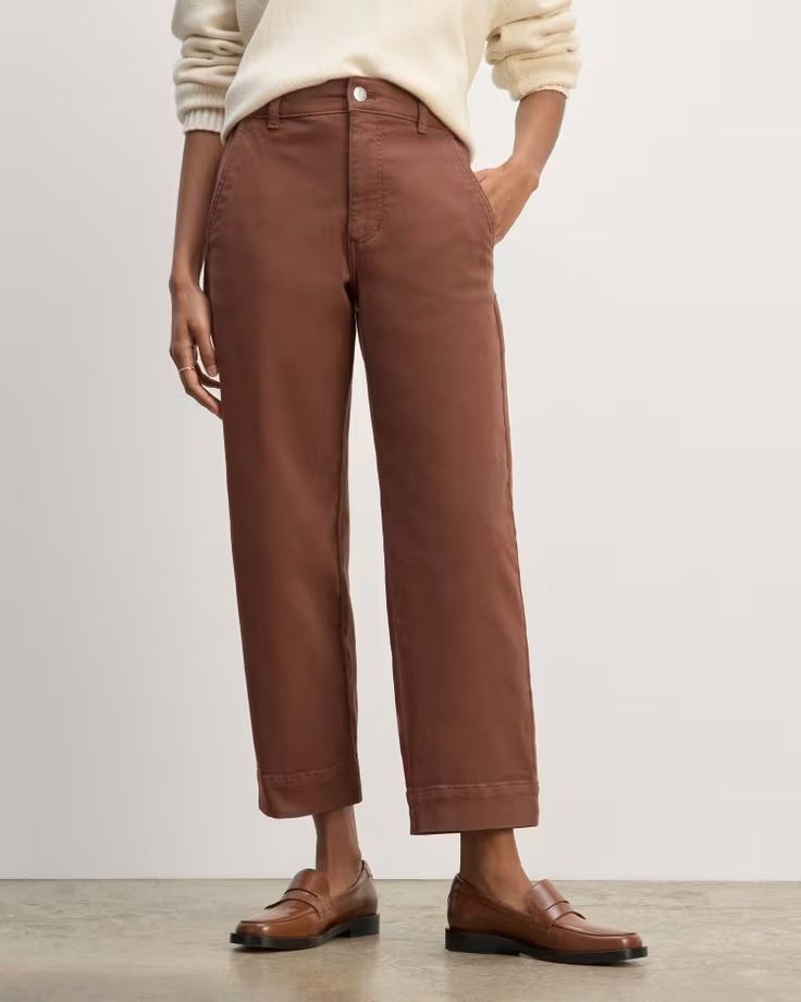 The Utility Straight-Leg Pant Rosewood – Everlane Chino Cotton Twill Ankle-length Work Pants, Chino Cotton Twill Ankle Pants For Work, Brown Chinos With Pockets And Straight Hem, Brown Cotton Jeans With Straight Hem, Brown Straight Leg Cotton Chinos, Brown Straight Leg Chino Bottoms, Brown Cotton Straight Leg Chinos, Chino Cotton Twill Straight Leg Work Pants, Chino Cotton Twill Work Pants Straight Leg