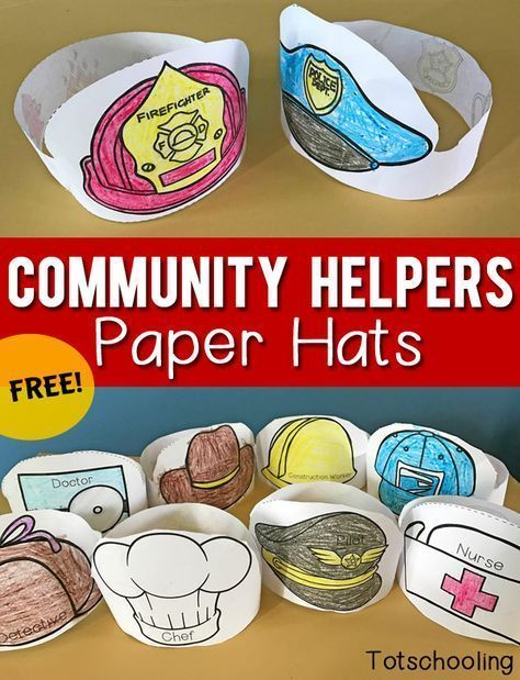 community helpers paper hats with free printables for kids to color and cut