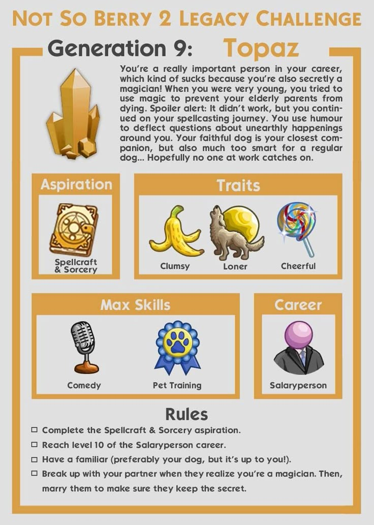 an info sheet with the words, not so berry 2 legacy challenge generation 9 topaz