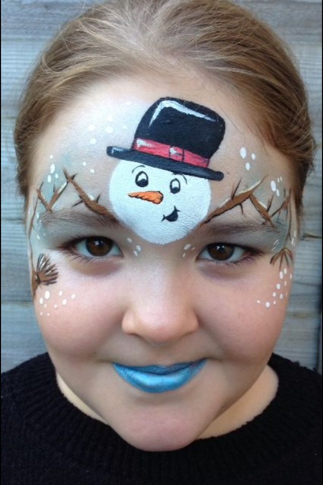 Muñeco de nieve navideño con maquillaje. Painting Balloons, Bodysuit Tattoos, Tattoos Henna, Christmas Face Painting, Cheek Art, Face Painting Easy, Kids Face Paint, Winter Face, Simple Face