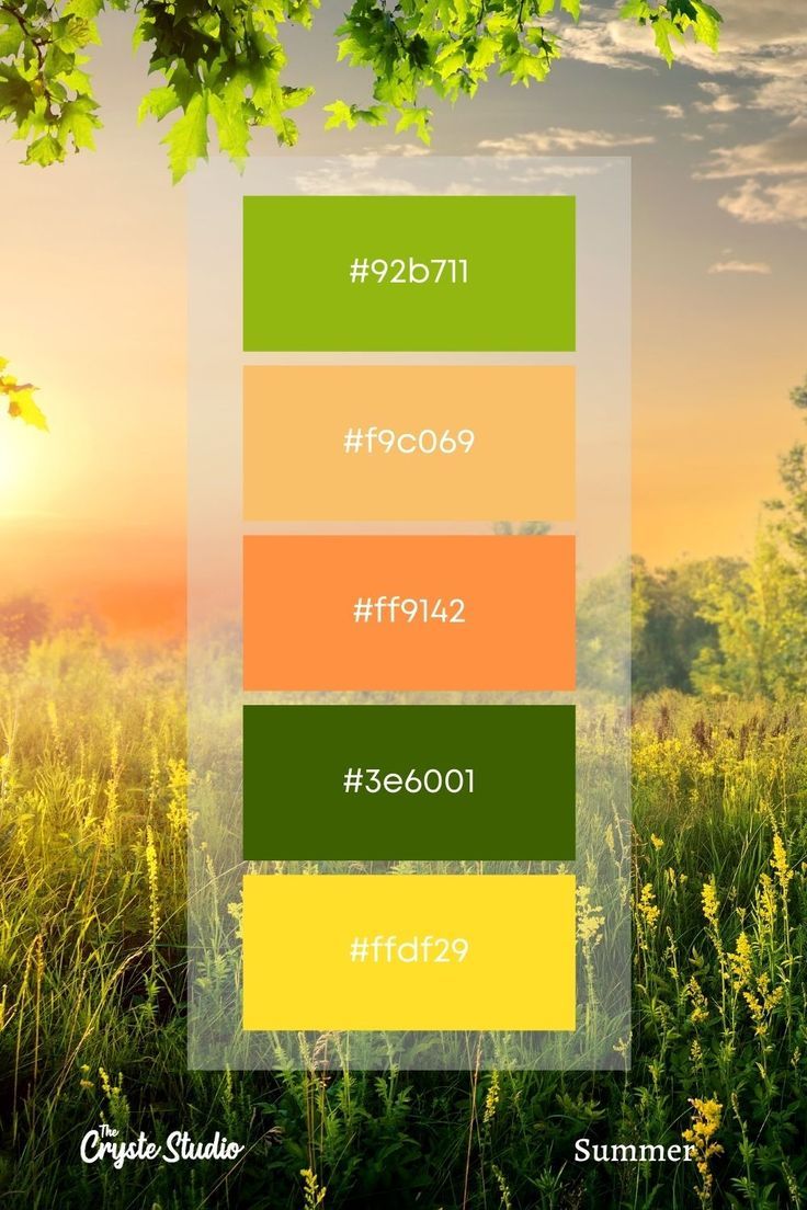 an image of the color scheme for different shades of green, yellow and oranges