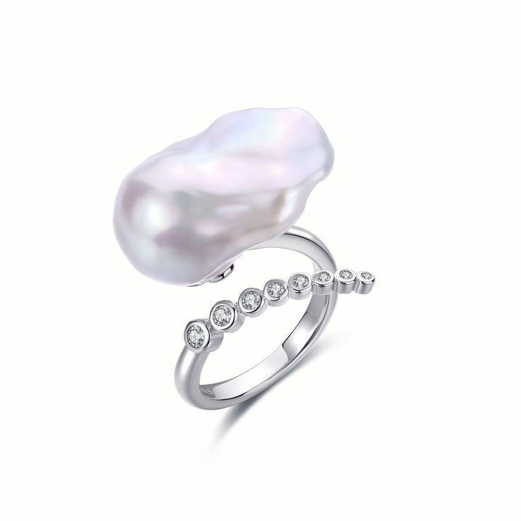 Cessie Bold Baroque Freshwater Pearl Ring - House Of Pearls Elegant Silver Baroque Pearl Rings, Elegant Silver Rings With Baroque Pearl, Baroque Pearl Ring For Anniversary, Elegant Baroque Pearl Open Ring, Elegant Baroque Pearl Ring For Wedding, Elegant Baroque Pearl Wedding Ring, Elegant Baroque Pearl Drop Ring, Pearl Ring Design, Baroque Pearls Necklace