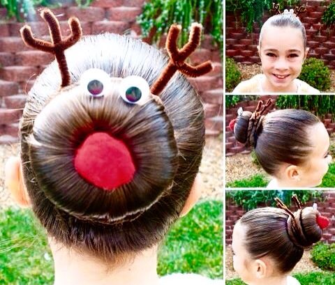 Crazy Christmas hair! Wacky Hair Days, Party Sweaters, Christmas Sweater Party, Wacky Hair, Crazy Hair Day At School, Christmas Hairstyles, Ugly Christmas Sweater Party, Navidad Diy, Christmas Hair