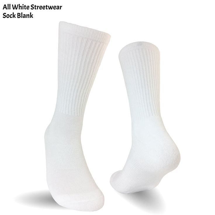 Fully printable, all-white socks. Ideal for all-over dye sublimation printing and recommended style for streetwear or casual wear! Use our Streetwear Inserts, load and print both sides. Print instructions: 400 degrees, 30-35 seconds under press.Tutorial video showing the full sublimation process here: The Best Way to Fully SUBLIMATE SOCKS Has a medium, even thickness throughout the sock, breath-ability, and vibrancy in print throughout. Definitely the best all-over sublimated sock on the market Nee High White Socks, Tna White Socks, Printable Socks Template, Comfortable White Anti-odor Socks, Casual White Breathable Knee-high Socks, Casual White Knee-high Sports Socks, Casual White Anti-odor Socks, White Breathable Socks, Breathable White Socks