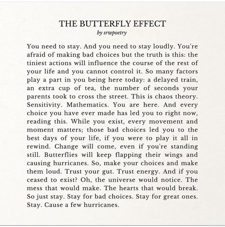 the butterfly effect is written in black and white on a piece of paper with writing underneath it