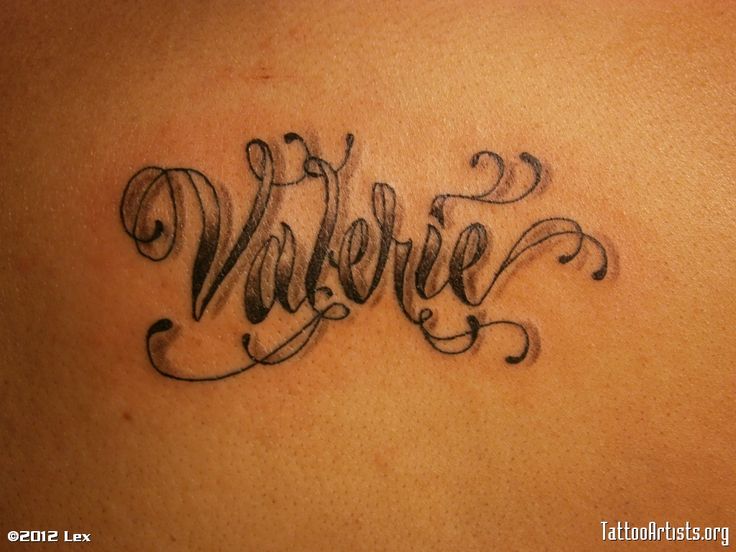 a woman's back with the word valerie written in cursive writing