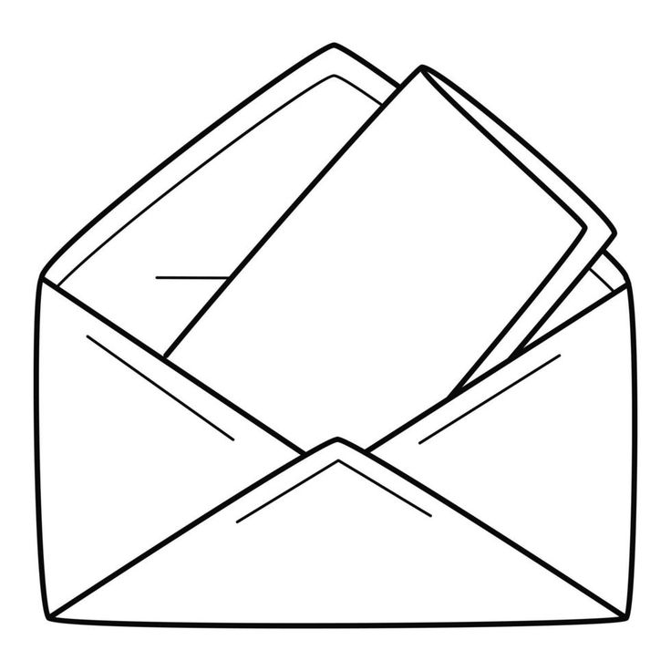 an envelope is shown in black and white