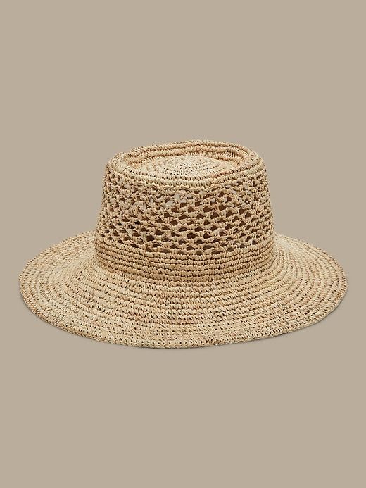 Crochet Straw Hat | Banana Republic Hat Silhouette, Macrame Bags, Bucket Hat Pattern, Straw Bucket Hat, Raffia Crochet, Raffia Hat, Macrame Bag, Open Weave, Wide Brimmed Hats