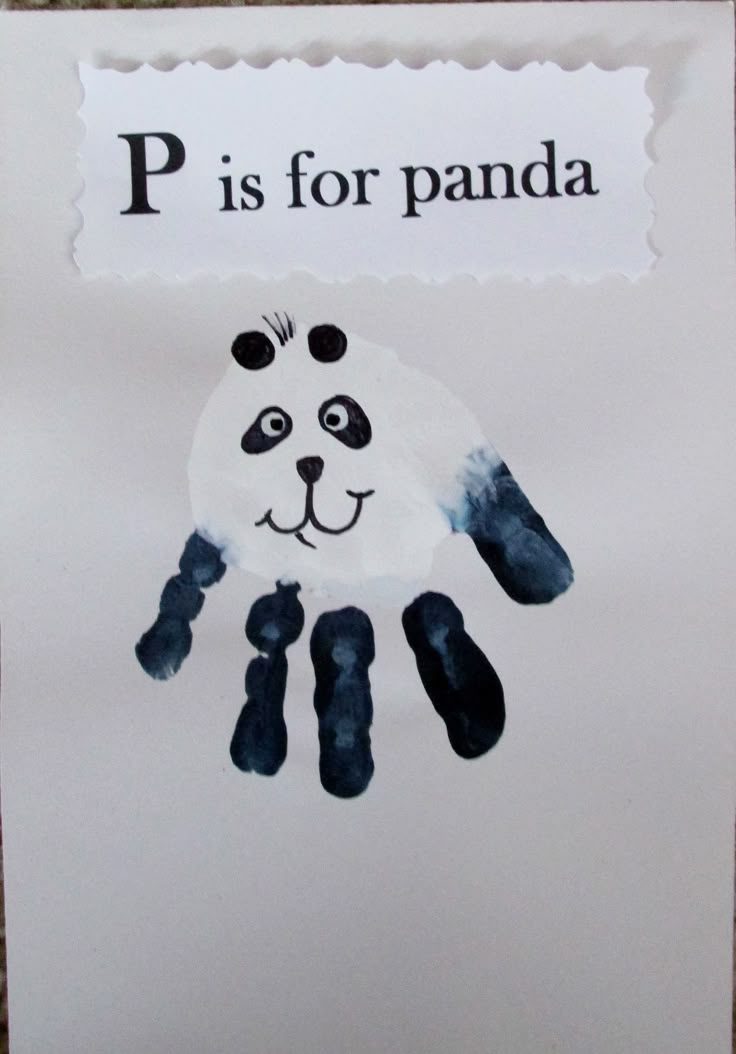 a panda handprint with the words p is for panda on it and an animal's paw