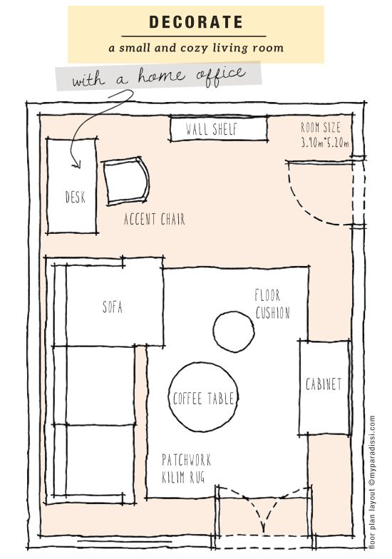 the floor plan for a small and cozy living room