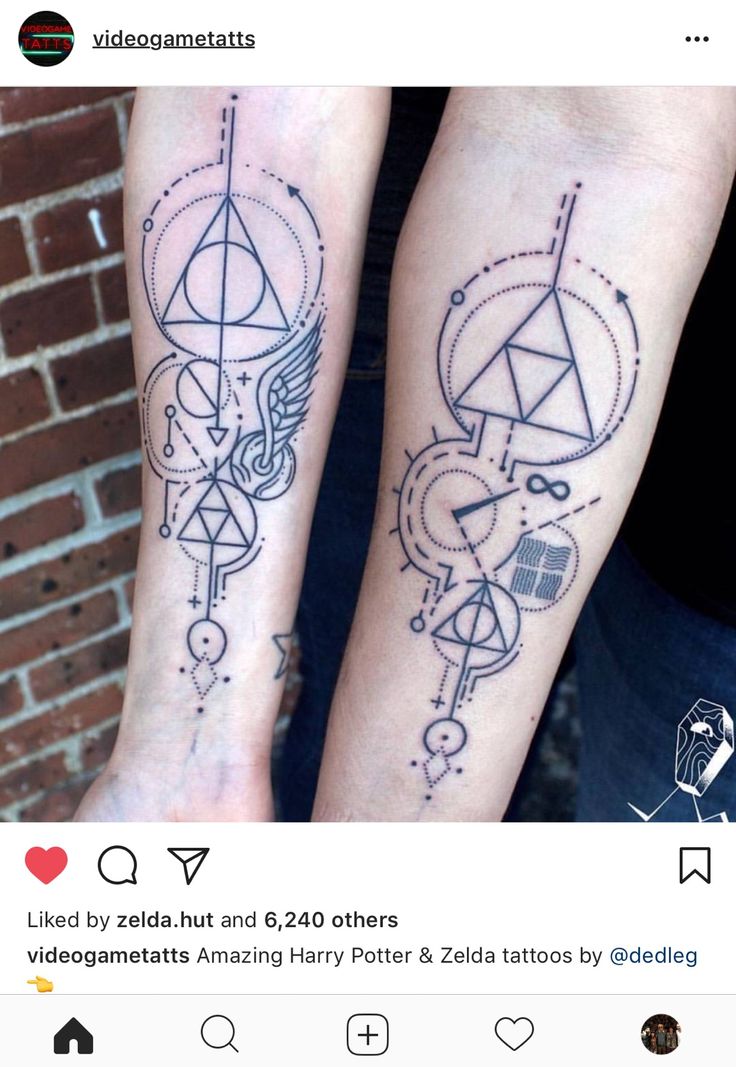 two people with matching tattoos on their arms, one has a clock and the other has a symbol