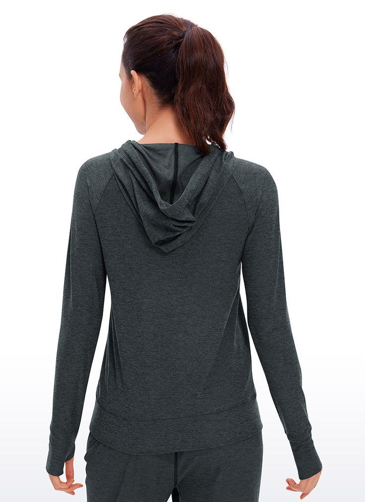 YOGA Women's Lycra Brushed long sleeve hoodie with soft and stretchy fabric. Drawstring pullover sweatshirts with pockets for easy storage. Thumb hole design keeps you warm and holds sleeves in place. Feature & Fitting: 
 Designed for running or workout 
 Hooded design, slim fit 
 Front pocket and thumbholes 
 Fabric: 
 Soft and skin-friendly fabric 
 Added Lycra for stretch 
 Brushed for comfort and warmth 
 88% Polyester, 12% Lycra 
 SKU : RZ36 .Easy reach by searching the SKU Hoodie With Kangaroo Pocket, Gray Long Sleeve Top With Kangaroo Pocket, Gray Long Sleeve Hoodie For Gym, Grey Drawstring Hooded Top For Gym, Long Sleeve Hoodie With Drawstring For Workout, Gray Long Sleeve Gym Hoodie, Long Sleeve Workout Hoodie, Heather Grey Long Sleeve Sports Hoodie, Sporty Hoodie With Thumbholes For Fall