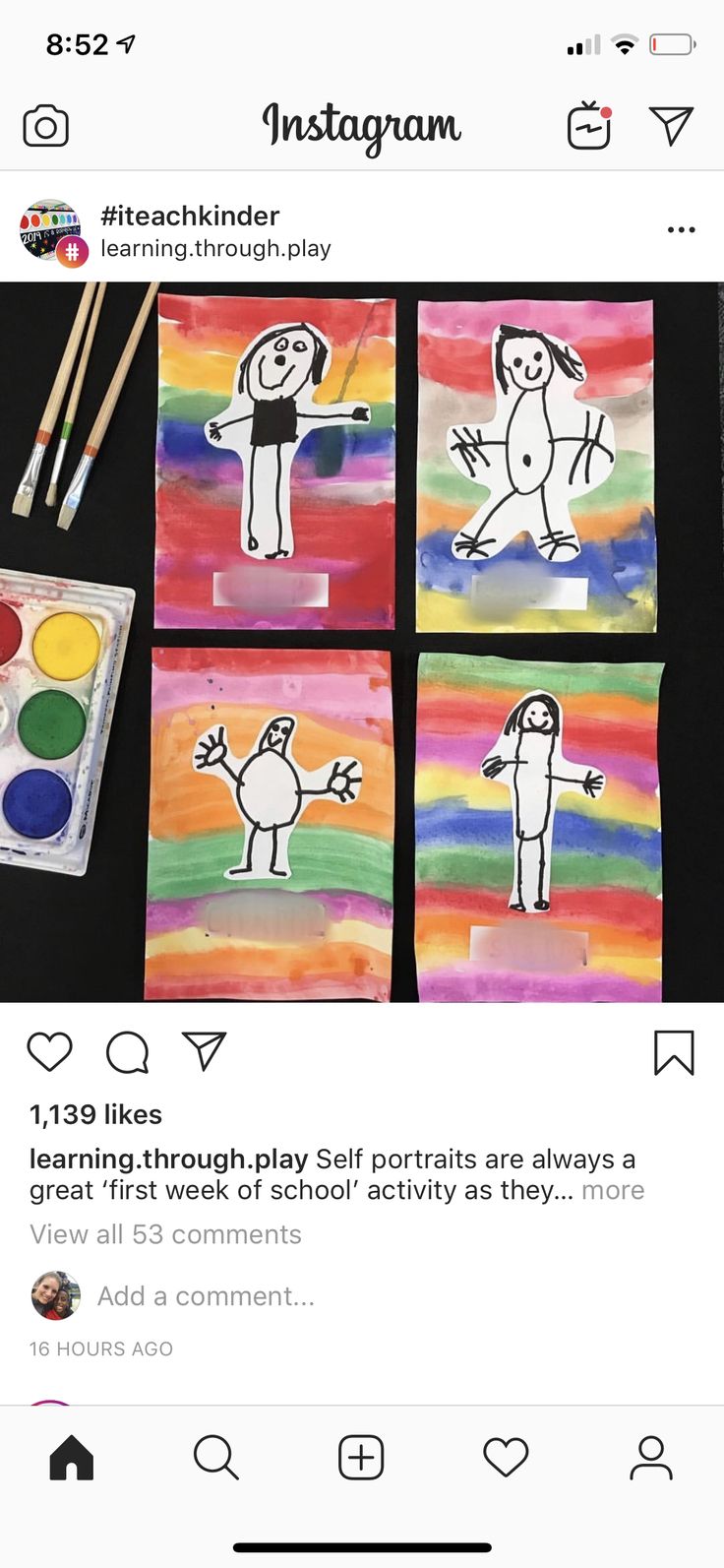 the instagram page for instagram is shown with pictures of people painted on paper