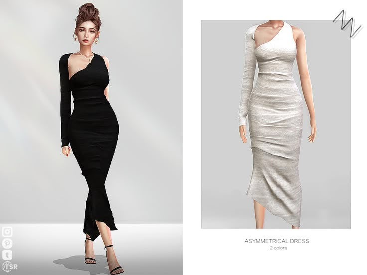 The Sims Resource - ASYMMETRICAL DRESS Party Dresses Sims 4 Cc, Joan Campbell Sims 4, Sims 4 Cc Formal Wear, Sims 4 Black Dress, Dresses Sims 4 Cc, Sims 4 Alpha Clothes, Sims 4 Formal Cc, Sims 4 Hair Male, Sims 4 Cc Skin