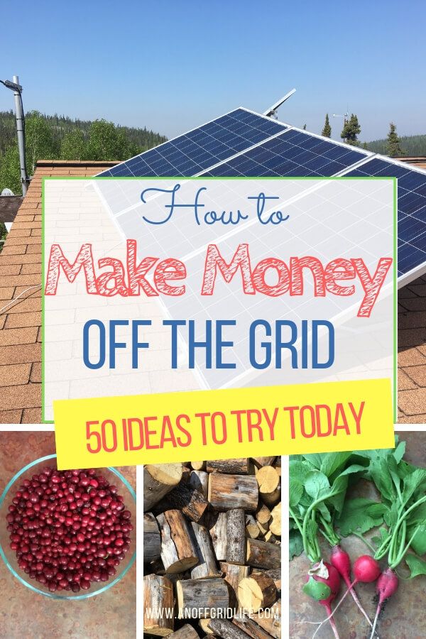 the words how to make money off the grid on top of pictures of vegetables and other things