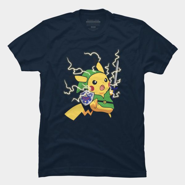 Zelda's Link and Pokémon's Pikachu Crossover - Linkachu T Shirt By Zarkan http://ragebear.com/to/linkachu-t-shirt Pokemon Merchandise, Geek Shirts, Pokemon Pikachu, Tank Top Designs, Unisex Shorts, I Fall, Crossover, Pikachu, Vintage Inspired